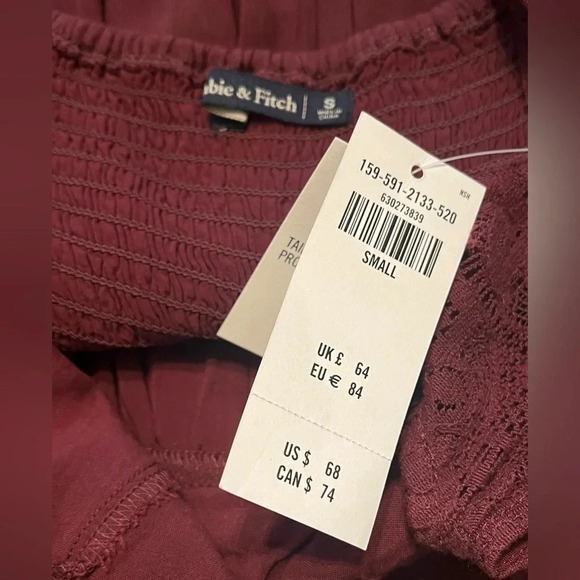 Abercrombie & Fitch Dress Keyhole Maroon‎ Lace S - Picture 11 of 12